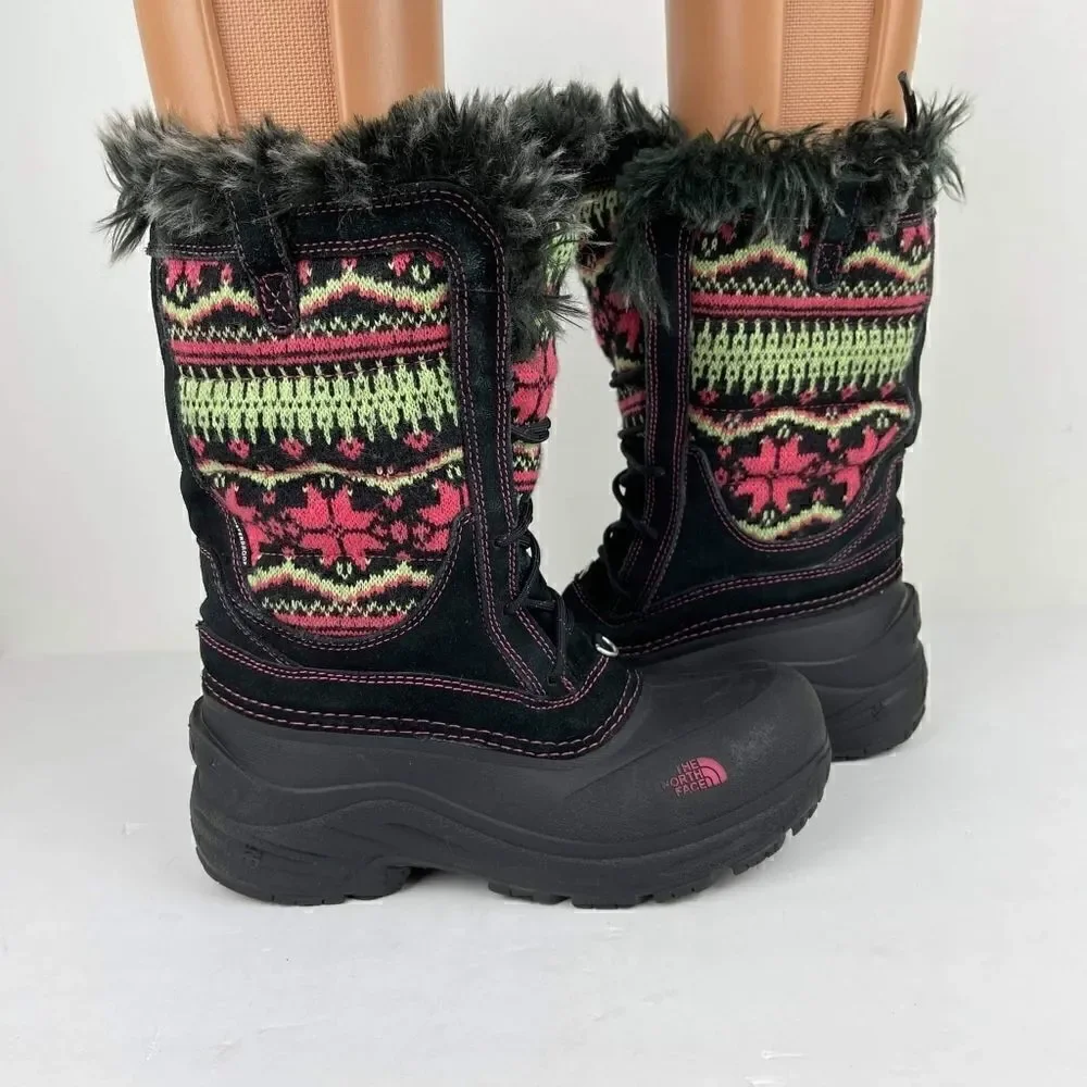 The north face girls shellista lace novelty Winter  black multicolored boot sz 6